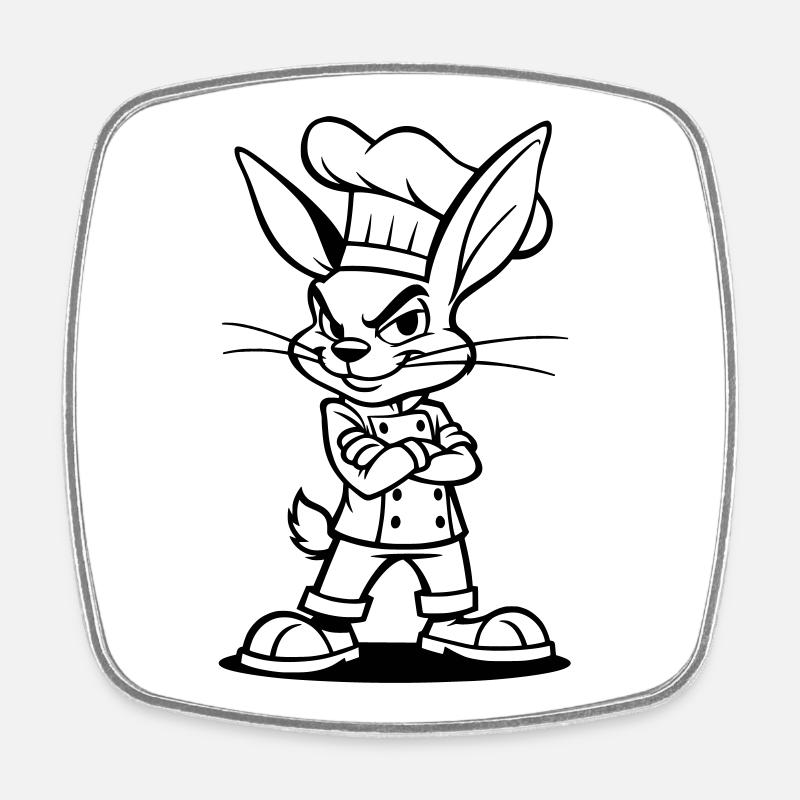 lapin cuisinier  - Magnet carré - blanc