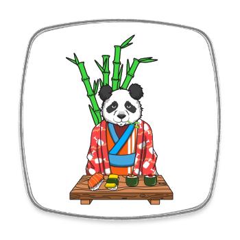 Chef sushi panda kimono japonais Art culinaire mignon - Magnet carré - blanc - Devant