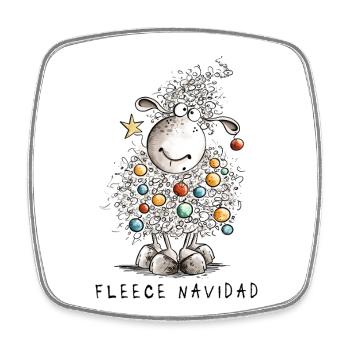 Fleece Navidad Weihnachtsschaf Cartoon Schaf - Viereckiger Kühlschrankmagnet - Weiß - Vorne