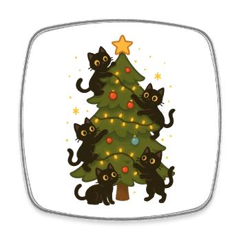 Katzen, die Weihnachtsbaum dekorieren – spaßiges Design - Viereckiger Kühlschrankmagnet - Weiß - Vorne