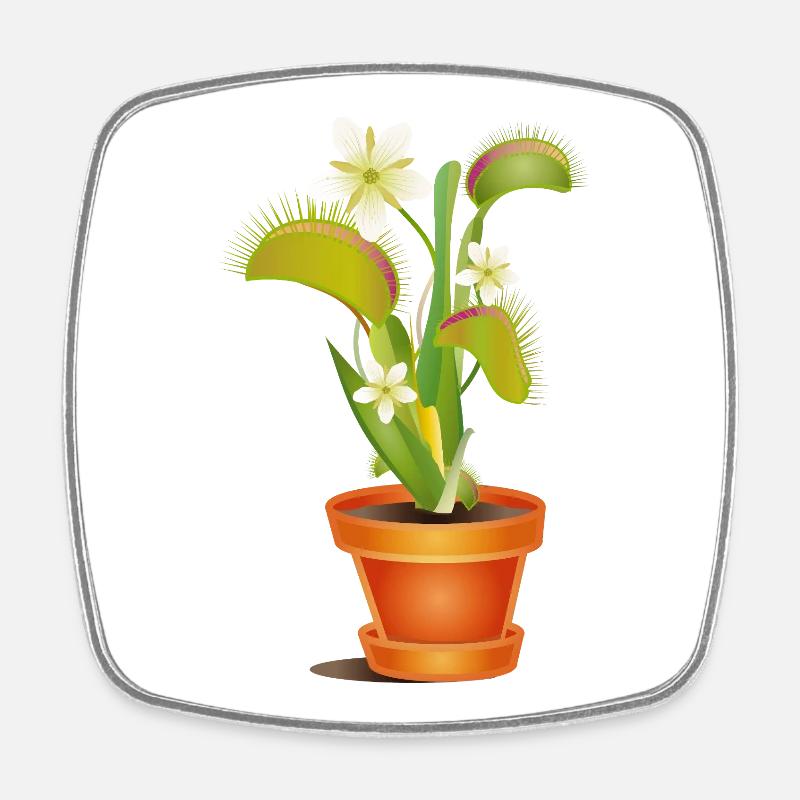Déléve attrape-mouches en pot – illustration colorée - Magnet carré - blanc