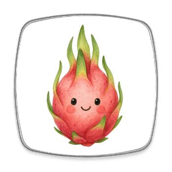 Kawaii Dragon Fruit Watercolor Kids Baby Fruit - Square fridge magnet - white - Front