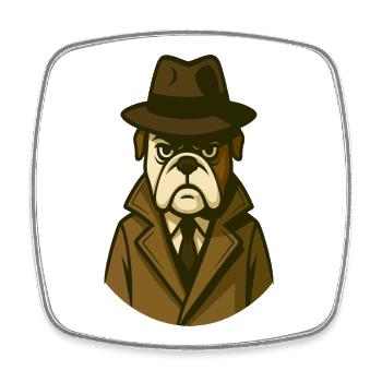 Detective Bulldog in Classic Noir Trenchcoat - Square fridge magnet - white - Front