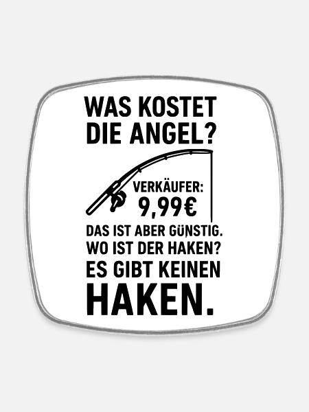 angeln haken Angler witz - Viereckiger Kühlschrankmagnet - Weiß