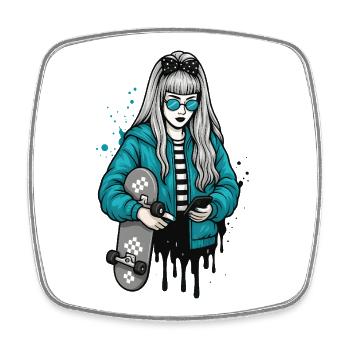Urban Skater Girl Streetart Illustration - Viereckiger Kühlschrankmagnet - Weiß - Vorne