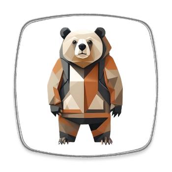 Polypanda Panda Low-Poly - Viereckiger Kühlschrankmagnet - Weiß - Vorne