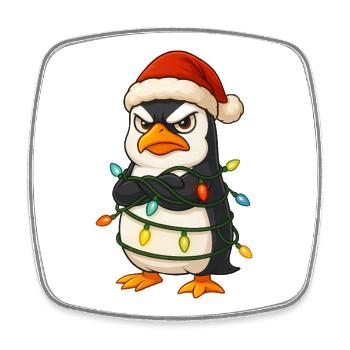 Grumpy Pinguin Weihnachten Weihnachtsmütze Lichter - Magnet carré - blanc - Devant
