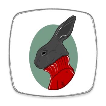 Lapin avec un pull rouge - Magnet carré - blanc - Devant