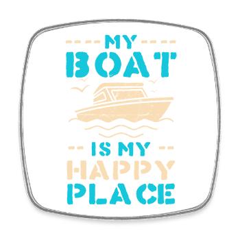 Boot als Happy Place – maritimes Motiv - Viereckiger Kühlschrankmagnet - Weiß - Vorne
