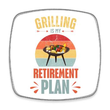 Grillen ist mein Ruhestandsplan - Viereckiger Kühlschrankmagnet - Weiß - Vorne
