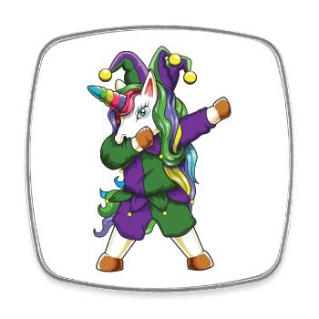 Einhorn-Mardi-Gras-Witzige bunte Kostüme abtupfen - Viereckiger Kühlschrankmagnet - Weiß - Vorne