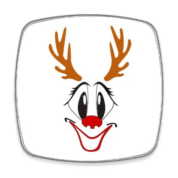 Reindeer with Red Nose Caricature - Square fridge magnet - white - Front