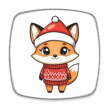 Fuchs Weihnachten Xmas - Viereckiger Kühlschrankmagnet - Weiß - Vorne