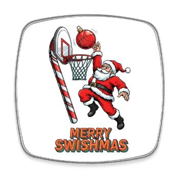 Merry Swishmas Santa Dunk Basketball - Viereckiger Kühlschrankmagnet - Weiß - Vorne