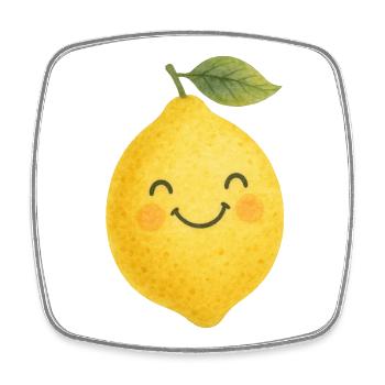Happy Lemon Kwaii Kids Baby Fruit Fruit - Square fridge magnet - white - Front