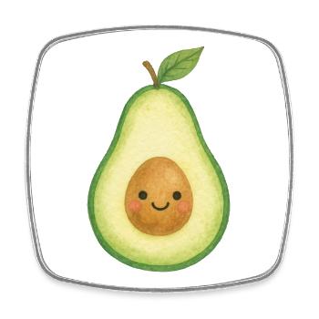 Avocado Kawaii Kids Baby Motif Healthy Fit Delicious - Square fridge magnet - white - Front