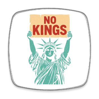 No Kings Patriotic Anti-Monarchy Liberty USA - Magnet carré - blanc - Devant