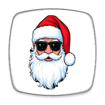 Weihnachtsmann mit Sonnenbrille Hipster Santa - Viereckiger Kühlschrankmagnet - Weiß - Vorne