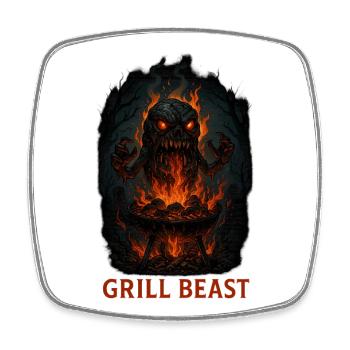 Grill Beast - Viereckiger Kühlschrankmagnet - Weiß - Vorne