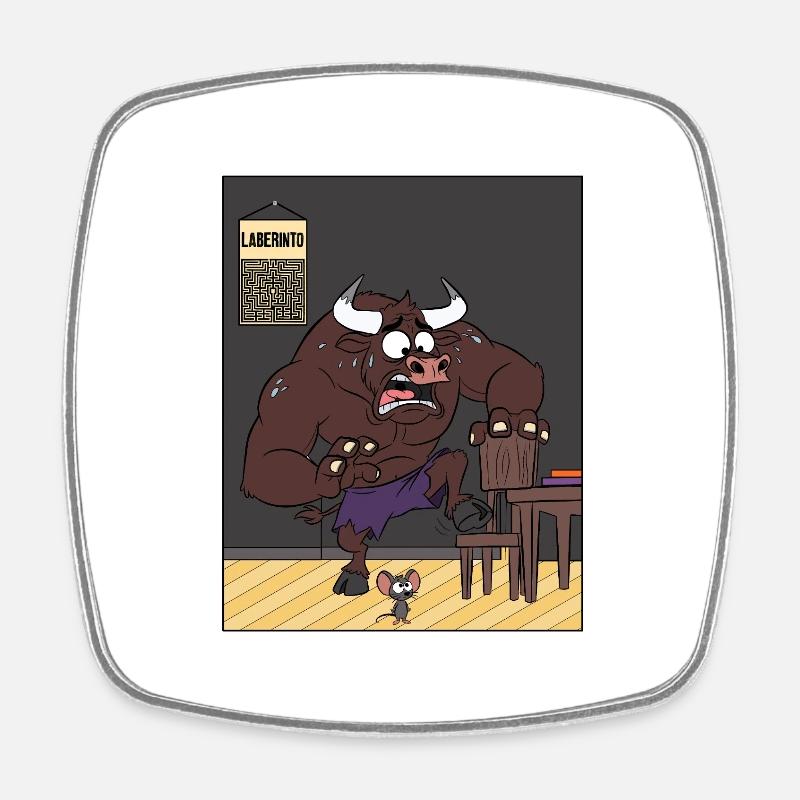 Cowardly Minotaur - Square fridge magnet - white