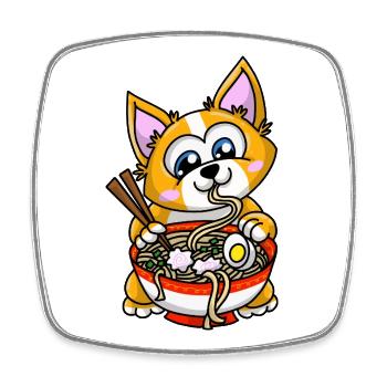 Corgi Dog Ramen Kawaii Cute Japanese Noodle Lover - Square fridge magnet - white - Front