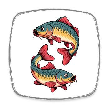 Carpe – Conception de la pêche sportive avec deux carpes - Magnet carré - blanc - Devant