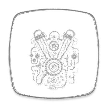 Steampunk Motor Heart - Square fridge magnet - white - Front