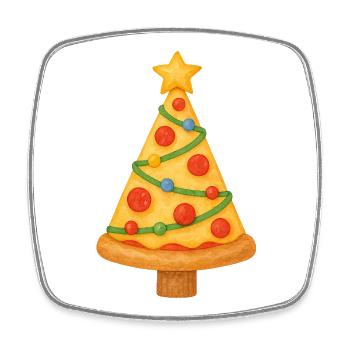 Pizza Christmas Tree - Square fridge magnet - white - Front
