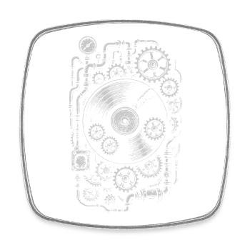Engrenages en vinyle Steampunk - Magnet carré - blanc - Devant