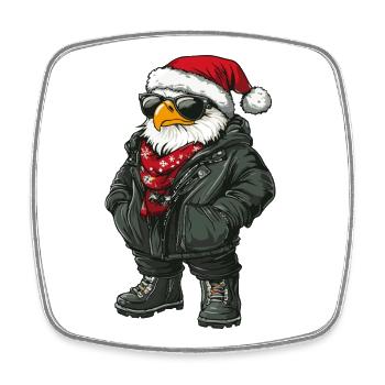 Aigle Noël Hiver - Magnet carré - blanc - Devant