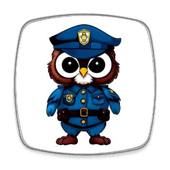 Police des Hiboux - Magnet carré - blanc - Devant