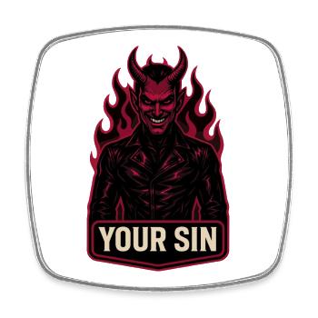 Devil Your Sin, Evil Demon, Hellflames - Square fridge magnet - white - Front