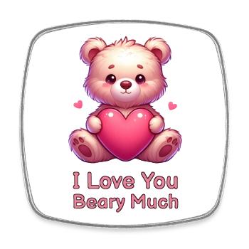 Cute Teddy Bear with a Heart for Lovers - Square fridge magnet - white - Front