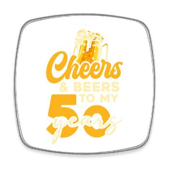 Santé & Bières pour son 50e anniversaire - Magnet carré - blanc - Devant
