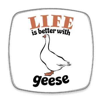 Life is better with geese - Gänse Fan - Square fridge magnet - white - Front