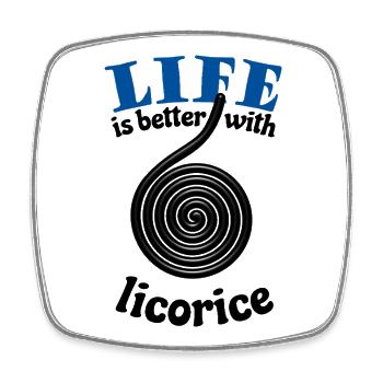 Life is better with licorice - Lakritze Fan - Square fridge magnet - white - Front