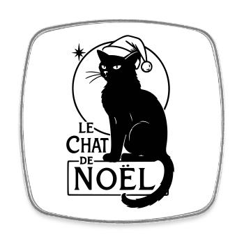 Le Chat de Noël – Vintage Christmas Cat - Magnet carré - blanc - Devant