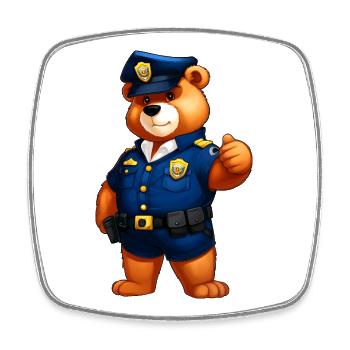 Ours de la Police - Magnet carré - blanc - Devant