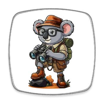 Funny Koala Explorer Hiking Camping Adventure - Square fridge magnet - white - Front