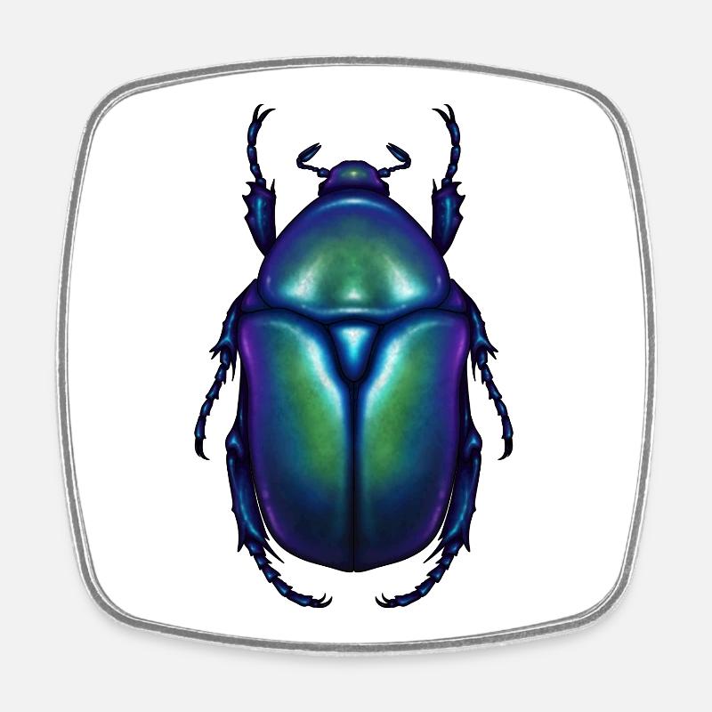 Blue Flowerbeetle - Square fridge magnet - white