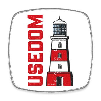 Île USEDOM MER BALTIQUE Vacances Phare Drôle - Magnet carré - blanc - Devant