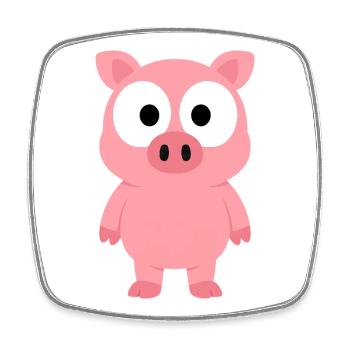 Lustiges Schwein mit großen Augen Cartoon minimali - Viereckiger Kühlschrankmagnet - Weiß - Vorne