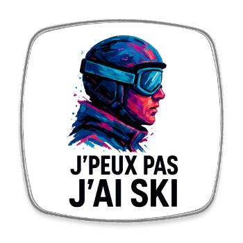 J'peux pas j'ai ski - Magnet carré - blanc - Devant