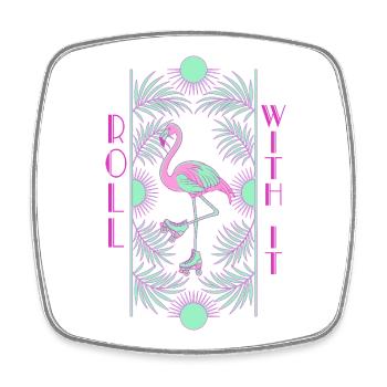 Roll With It Flamingo - Square fridge magnet - white - Front