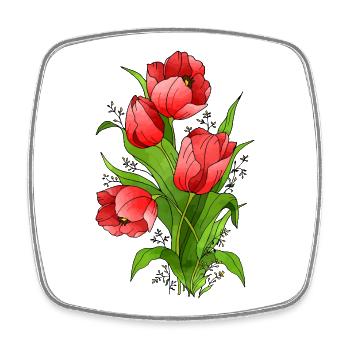 Blumen - Viereckiger Kühlschrankmagnet - Weiß - Vorne