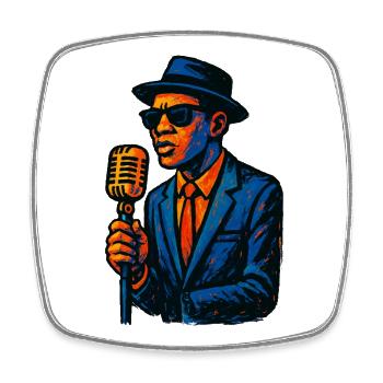 Chanteur de Jazz Vintage avec Microphone - Magnet carré - blanc - Devant