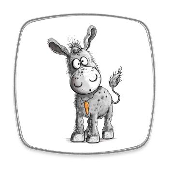 Carrot Pendant Donkey Cartoon - Square fridge magnet - white - Front
