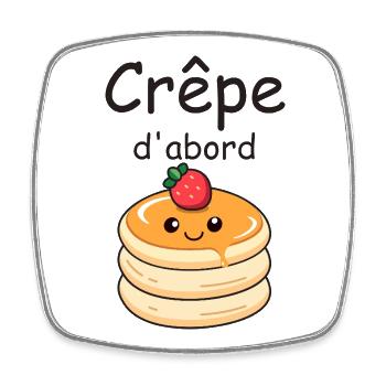 Crepe First: Kawaii Pancake - Square fridge magnet - white - Front