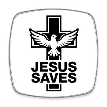 Jésus sauve la colombe croix - Magnet carré - blanc - Devant