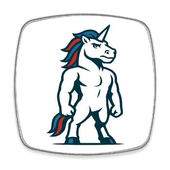 Power Unicorn Mascot Strong Athletic Design - Square fridge magnet - white - Front